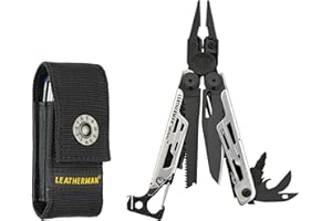 Leatherman Signal - Pince multifonctions conçue pour l’aventure, avec 19 outils dont un allume-feu, une scie et bien plus; fabriqué aux Etats-Unis, couleur noir/gris, étui en nylon inclus