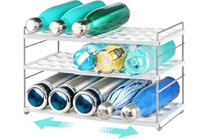 mepure Expandable Water Bottle Holder, Large Capacity Water Bottle Storage for Cupboard, Adjustable Wine Rack Bottle Holder, 3 Tier Bottle Rack for Kitchen Cupboard Storage, Pantry, Office