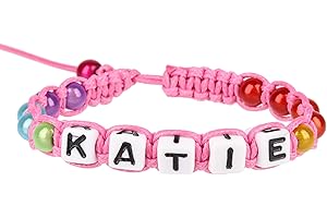 Stands Out, Supplying Outstanding Gifts Personalised Girls Pink Friendship Bracelet H-L Names Multicolour Alphabet Bead