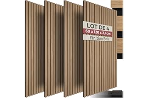 tectake® Lot de 4 panneaux acoustiques muraux et pour plafond, en Bois MDF, 120 x 60 x 2,1 cm par panneau mural decoratif pour isolation phonique Chambre, Bureau, Studio de musique Decoration murale