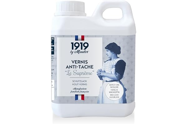 1919 BY MAULER - Vernis Multisupport "Le Suprême" - Mat Incolore - Produit Anti-Rayure, Anti-Tache - 4h de séchage entre chaque couche - 0,5 L