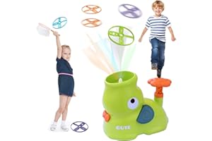 HOWADE Flying Disc Launcher Toy,Flying Saucer Outdoor Toys- Stomp launch Pad and Catching Discs Outdoor Activity Toy with 8 Flying Discs & 2 Catch Nets for Boys&Girls Age 3 4 5 6 7 8 Fun Garden Games
