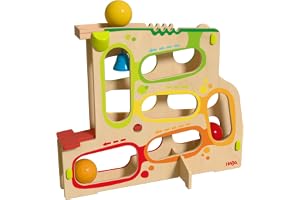 HABA Stående kulbana Kullerrum – kulbana för barn från 1 år – med 3 stora kulor och interaktiva element, kan kombineras med alla Kullerbü-banor – 2012251001