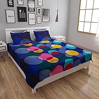 IVAZA Premium 160 TC Latest Beautiful 3D bedsheet Double Bed Polycotton with Two Pillow Covers (Blue)