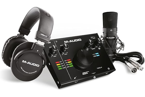 M-AUDIO AIR VSP Pack d’enregistrement complet - Interface audio ou carte son USB, microphone à condensateur, casque studio, câble XLR et logiciels