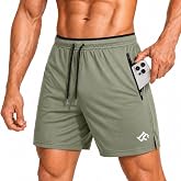 LORSPORTCH Men's Gym Shorts Running Sports Zipper Pockets