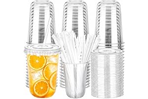 Återanvändbara Plastmuggar med Lock, 50 st 480ml (16oz), Smoothie Muggar med Återanvändbart Sugrör, Återanvändbara Muggar för