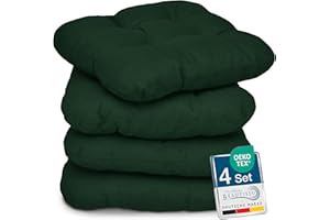 ‎BEAUTISSU Beautissu 4er Set Sitzkissen 40x40 cm Lisa Dunkelgrün - weiche Indoor & Outdoor Kissen mit 8cm Schaumstoff Füllung, widerstandsfähige & robuste Sitzpolster für Außenbereich Made in EU
