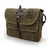 4047 Antiochia GL Genuine Leather Shoulder Postman School Waterproof Waxed Canvas Laptop Bag
