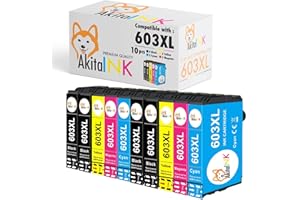 NONSOLOINFORMATICA AkitaINK 603XL Multipack 10 Cartucce Compatibili per Epson 603 XL per Expression Home XP-2100 XP-2105 XP-3100 XP-4100 Workforce WF-2810 WF-2830 WF-2850(4 nero, 2 ciano, 2 magenta, 2 giallo)