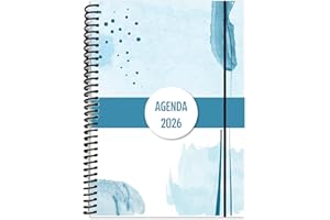 EDIDÁCTICA Agenda 2026 Día Por Página Formato A5 320 Páginas Diseño Moderno Profesional Espiral Plástico Tapas Protectoras Papel Premium 80g Planificador Diario Semana Completa Con Calendarios Incluidos