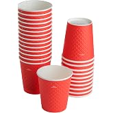 CUPTOYOU 25 adet kırmızı tek kullanımlık &ccedil;ift duvarlı karton bardağı 8 oz, k&uuml;&ccedil;&uuml;k kağıt kahve bardakları 250 ml, soğuk ve sıca
