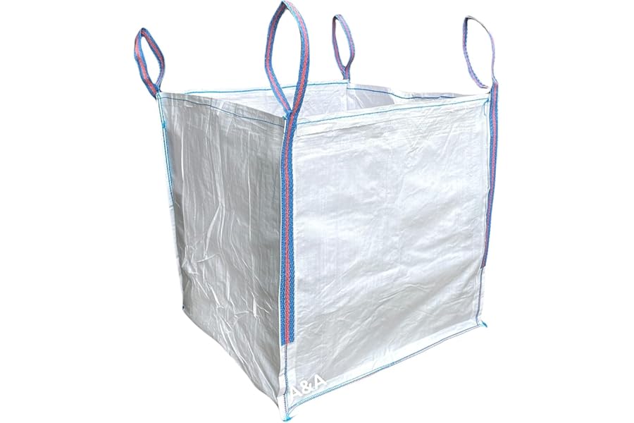 A&A SUPPLIES UK - 1 Tonne Builders Bag 85 x 85 x 85cm FIBC Bulk Jumbo Ton Bags Garden Waste Sack Rubbish Heavy Duty Industrial Woven Material Skip Storage (1 BAG)