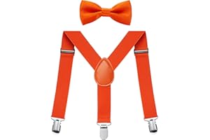 FACATH Set di bretelle per bambini con forma a Y elastica, regolabili con clip e papillon per ragazzi e ragazze