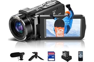 CENZOAR Videokamera Camcorder 4K, 10X Optischer 120X Intelligenter Zoom Vlogging Kamera, 30 MP 3,0-Zoll-IPS-Touchscreen Autofokus Webcam Camcorders Camera mit Stativ, Mikrofon, 2 Batterien, und 32GB SD Karte