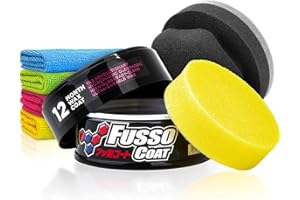 ‎SHINY FREAKS Soft99 Fusso Coat Dark 12 Months (200g) Auto Wachs Versiegelung Set - Auto Hartwachss mit Langzeitschutz & Glanz für schwarze & dunkle Lacke - Wax, Lackversiegelung, Langzeitversiegelung | 7-teilig