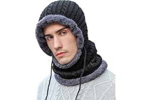 BENPEN Balaclavas Snoods for Men Thermal:Neck Warmer Ski Scarf Mask Winter Hooded Women with Fleece Knitted, Windproof Snood Face Covers Hat Neck Gaiter for Work Golf Hiking Running Cycling Motorcycle Bike