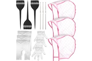 LXUEJIE 15 st/set Strähnchenhaube Set | Justerbar färgmarkering mössa frisör tillbehör slinghuva med hål för salong hemmabruk hårfärgningscenter