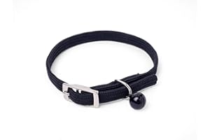 Petface - Collare per gatti in nylon elasticizzato con clip di sicurezza, colore: Nero
