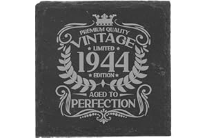 ALWAYS LOOKING GOOD 80th Birthday Gift for Men Vintage 1944 Aged to Perfection Engraved Slate Coaster Present for 80 Year Old Etched Natural Slate Placemat (Square Slate)