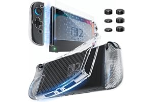 HEYSTOP Coque pour Nintendo Switch 2 Dockable Coque de Protection Transparente en TPU Souple pour Nintendo Switch 2 avec Protection D'écran en Verre Trempé et 6 Capuchons pour Joysticks