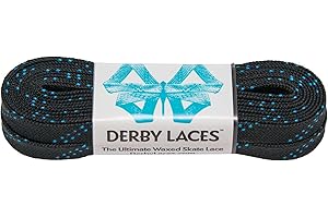 Derby Laces Black 84 Inch Waxed Skate Lace for Roller Derby, Hockey and Ice Skates, and Boots