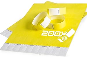 Docksnet Braccialetti Carta Eventi Resistenti e Personalizzabili - Bracciali Monouso Identificativi Colorati (200 Pezzi, Giallo)