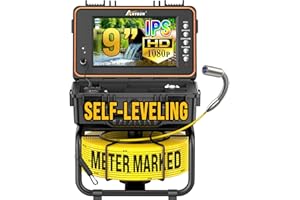 Anysun Inspektionskamera, Selbstnivellierende 1080P Endoskopkamera mit Licht mit Meter-markiertem Kabel, 9-Zoll IPS-Bildschirm, DVR-Rekorder, 23mm IP68 Wasserdichter Kamerakopf, 5100mAh Rohrkamera 30M