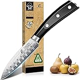 CoquusAid Paring Knife 3.75 Inch Fruit Knives, Small Kitchen Knife, Ultra Sharp German Stainless Steel Vegetable Knives,Damas
