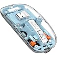 MAGIC-REFINER Wireless Mouse, Slim Cordless Dual Mode Bluetooth 5.1/2.4G, Silent Rechargeable Transparent Computer Mouse 2400 DPI 4 Adjustable, Battery Level Visible, for Laptop/PC/MAC, Blue