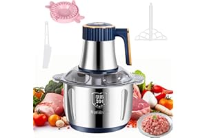 QIAKEFE Tritatutto Elettrico 500 W, 5 L, Frullatore Multifunzione Inox, Acciaio Inox 304, 5 Velocità di 6 Lame, Taglio Rapido, Base AntiderRapante, Ideale Per Carne, Verdura, Frutta, Frutta Secca (5L)