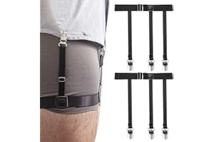 KOXXIAMOQ 2 szt. Zatrzaski do koszul męskich, regulowane elastyczne wsporniki do koszul z antypoślizgowymi klipsami, aby koszule były zaszyte, do biura męskiego