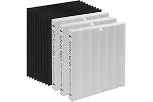 GoKBNY Lot de 3 filtres de rechange HEPA AP-1512HH - Compatible avec le purificateur d'air Coway AP-1512HH Mighty - Pièce # 3304899, avec 9 filtres à charbon supplémentaires