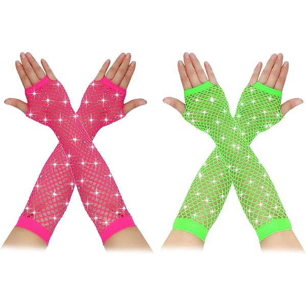 Gants à Paillettes Sans Doigts Extra Longs – Style Opéra Brillant Pour Femme, Mariage, Soirée, Cosplay Ou Scène (52 Cm)