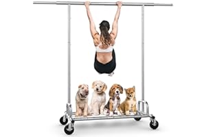 HOKEEPER Kleiderständer auf rollen,136 kg Tragkraft,Schwerlast Kleiderständer,ausziehbare Kleiderstange zum Aufhängen von Kleidung