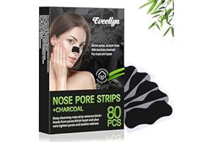 Eveellyn Cerotti Punti Neri, 80 strisce Cerotti Rimuovi Punti Neri, Strisce Punti Neri Naso Carbone di Bambù, Punti Neri Naso per Donne e Uomini (nero)