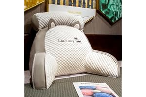 LANPEW Poduszka pod plecy do łóżka i sofy z podłokietnikami, ergonomiczna poduszka do czytania, dla dorosłych, oddychająca poduszka do czytania ze zdejmowaną poszewką do czytania (ziarnisty aksamit