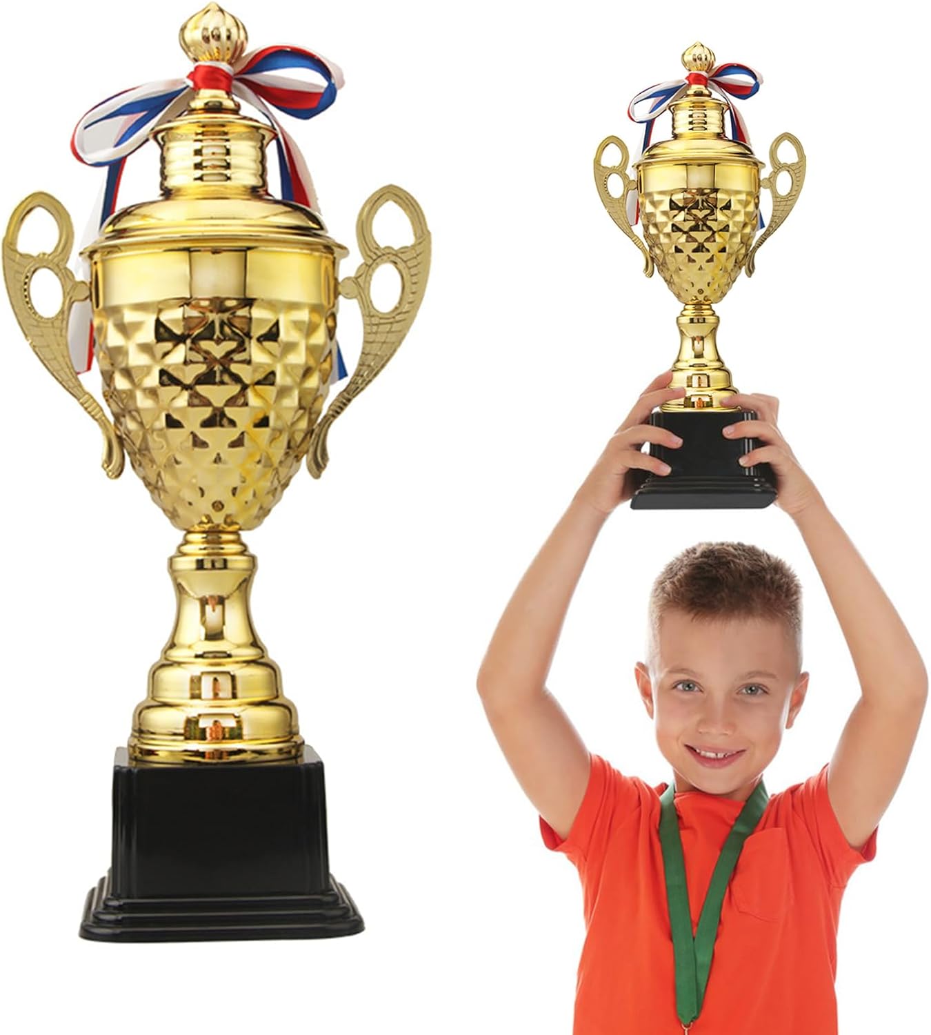 JurciCat Trofeo Copa del Mundo Grande De 37 Cm De Alto para Torneos Deportivos Competiciones Ceremonias Copas y Fiestas