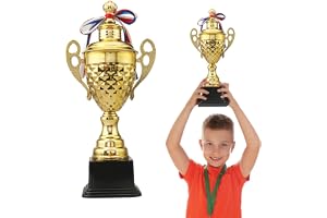 JurciCat Stor Guldpokal 37 Cm Hög Trofé För Sportturneringar Tävlingar Ceremonier Cuper Och Fester