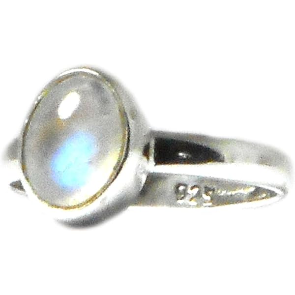 Ciondolo In Argento 925 Con Pietra Di Luna Arcobaleno Dell'Himalaya, Forma Ovale, Fatto A Mano In India