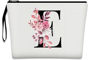 Bliceon A-Z Personalisierte Make-up-Tasche, Geburtstagsgeschenke für Frauen und Mutter, personalisierte Geschenke für Frauen, Geschenke für Freundinnen, Braut und Brautjungfern Kosmetiktasche - E