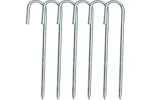 KELISTINY 6 Pack Ground Anchor Pegs 12" Heavy Duty Galvanised Steel Anchorage Stakes Large Tent Pegs Garden Stake Pegs for Marquees Trampolines Football Camping Tents Canopies Sheds Swing