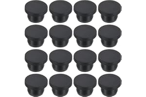 PATIKIL Tapones de Goma de 15.5mm de Diámetro, 16 Piezas de Tapones Redondos de Silicona para Orificios de 15mm, Color Negro