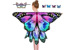 Sunlisky schmetterling kostüm kinder Schmetterlingskostüm Mädchen 4er-Set (Cape, Rock, Maske und Haarnadeln) kostüm schmetterling kinder