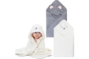 XdealCozyxc 2 Pcs Hooded Baby Towel with Hood, Baby Bath Towels Newborn