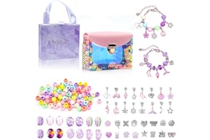 DIYPARKIA 152 PCS DIY Jewellery Bracelets Making Kit for Girls Jewelry Making Supplies Beads Pendants Necklace Set DIY Art Crafts Supplies Set with Chain String for Teens Children Age 8-12 (Purple)