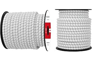 Abma Cord Gummiseil Expanderseil 8mm 20M Gummischnur UV Beständig Planenseil 100% Dehnung Spannseil für Plane, Anhängerplane, Sonnensegel, Zelte, Banner - Weiss & Schwarz