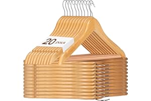 ‎HOUSE DAY HOUSE DAY Kleiderbügel Holz Natur 20 Stück Stabil Kleiderbügel Drehbar Jackenbügel Anzugbügel Breit 44,5cm aus Naturholz