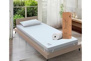 SLEEPY OWL 3 Inch Memory Foam Mattress Topper SINGLE Bed, 7cm Thick Gel Infused Orthopedic Mattress Pad for Back Pain, Removable Washable Zipped Cover with Elastic Straps (Single 90x190, 7 cm)
