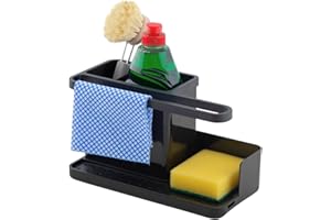 simplywire – Sink Tidy/Caddy – Kitchen Sink Organiser – Removable Drip Tray – Non-Slip - Black